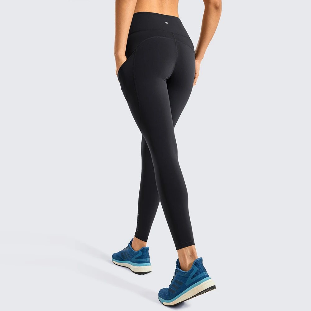 CRZ YOGA Women's High Waisted Workout Leggings 25 Inches Naked Feeling Yoga Pants with Side Pockets