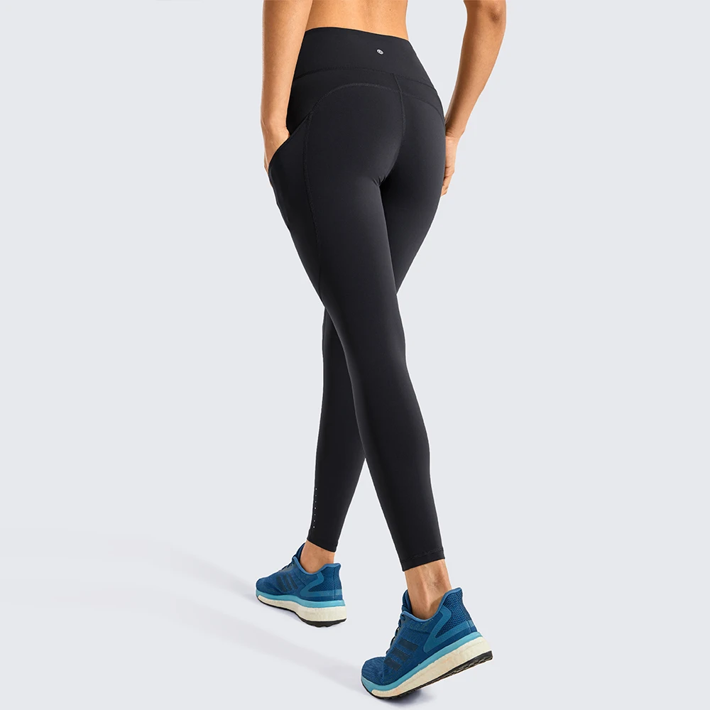 CRZ YOGA Women's Naked Feeling High Waist Out Pocket Stretchy Running Leggings-25 Inches 
