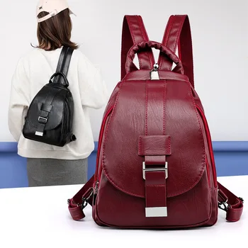 

Fashion Casual Women's PU Leather Backpack Lightweight Shoulder Bag Chest Pack New Style Outdoor Backpack