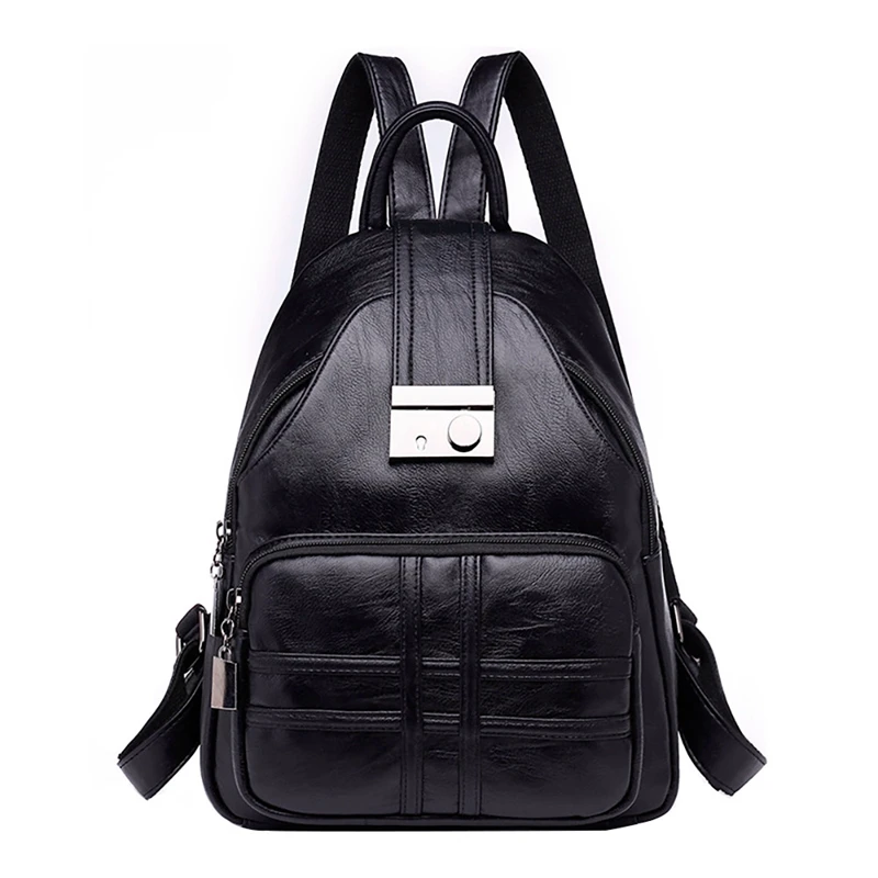 

ABZC-Simple Casual Backpack Soft Leather Anti-Theft Travel Simple Casual Soft Leather Anti-Theft Small Backpack