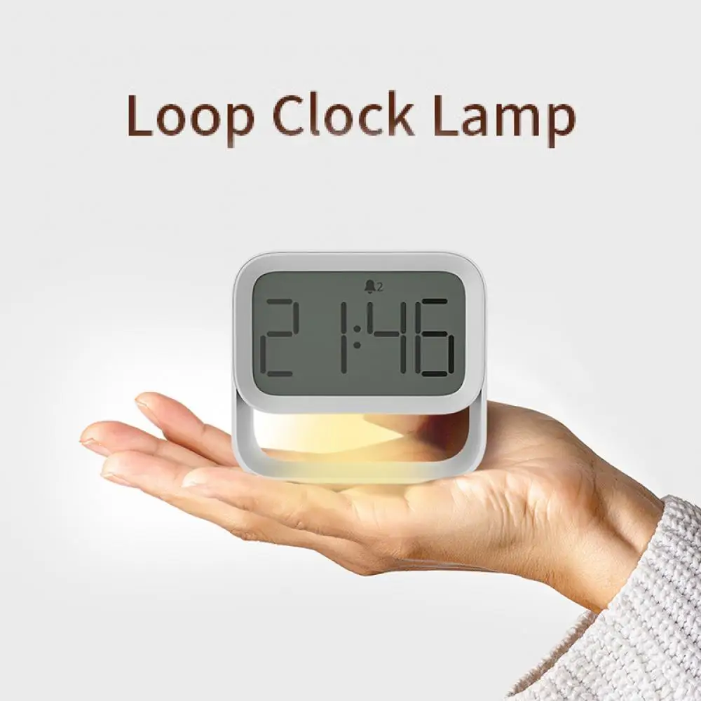 Alarm Clock FCL01 Mini Rechargeable Rectangle Large Screen LED Night Light Lamp