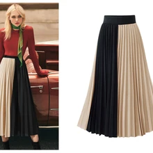 Модная Лоскутная шифоновая юбка с вышивкой, плиссированные юбки на талии