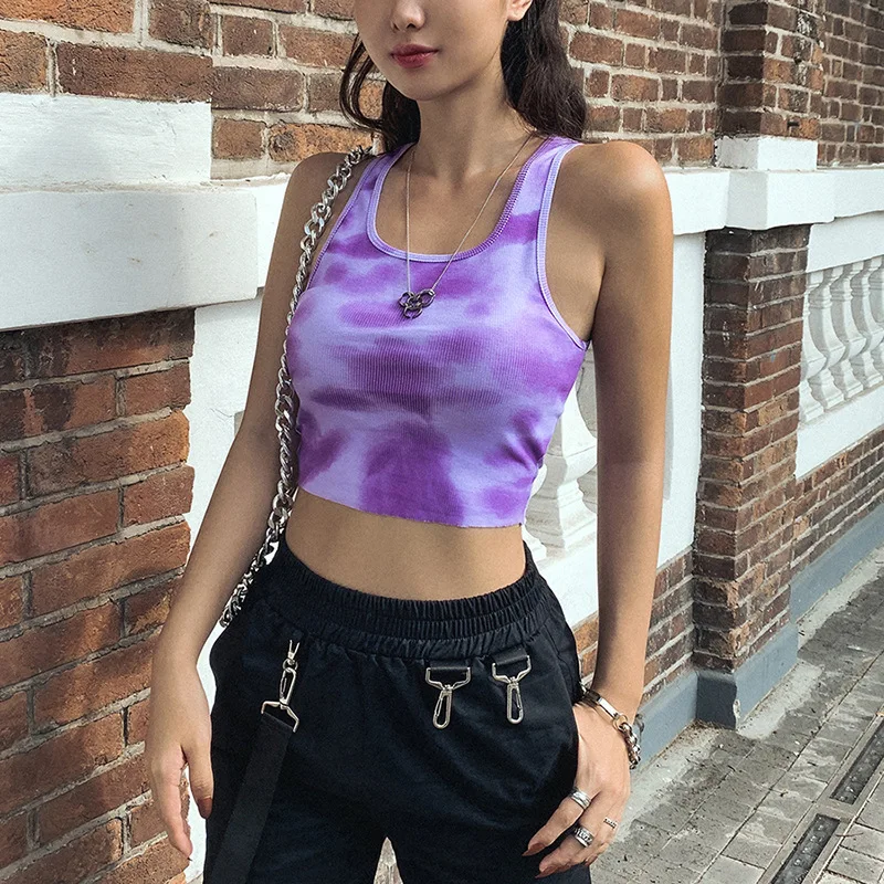 Y2K Spaghetti Strap Aesthetics Camis for Women Printing Sleeveless Sexy Crop Tops Vintage Graffiti Tank Top Summer New U Collar lace camisole