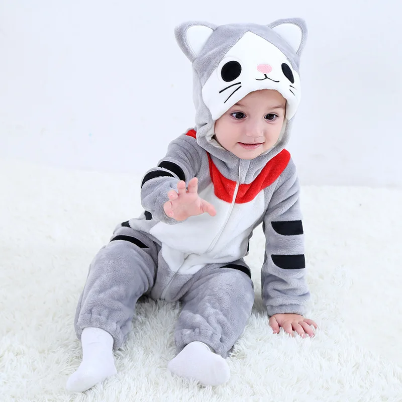

Baby boy Clothes Robot cat Winter Rompers 2019 Overall with Zippers Cute Animal Hooded Jumpsuit Costume macacao Bebe Inviernos