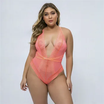 

2020 New Women Sexy Transparent Mesh Summer Sleeveless Backless Bodycon Lengerie Lace Bodysuit Female Big Size Sleepwear Overall
