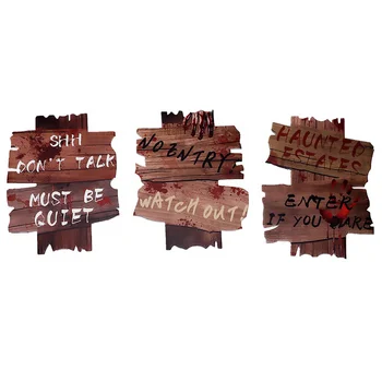

3pcs Lawn Sign Courtyard Inserted Card Guide Board Halloween Decor Warning Sign