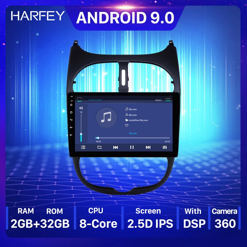Harfey Android 9 0 GPS HD тачскрин автомобильное радио 'для Peugeot 206 2000 2016 AUX аудио с WIFI