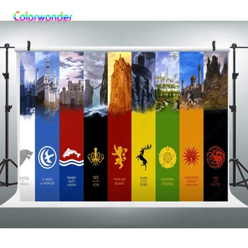 

Ice and Fire Stark Family Emblem Flag Photography Backdrops Thrones Banner Games Photo Background For Birthday Party Sign Poster