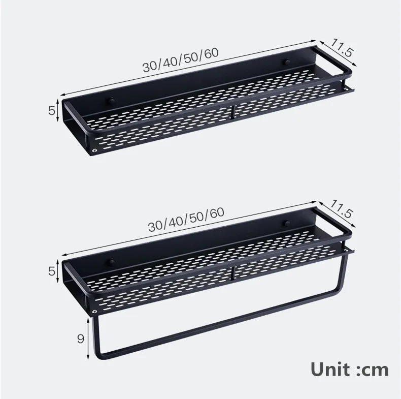 Black Bathroom Shelf Space Aluminum Shower Basket Corner Shelves Bathroom Shampoo Holder Kitchen Storage Rack Accessories