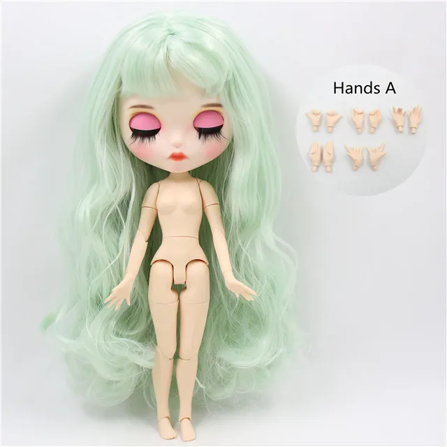 ICY factory blyth кукла на заказ, индивидуальная кукла, лицо, белая кожа, соединение тела, bjd, матовое лицо, бледно-зеленые волосы, 30 см, 1/6 игрушка - Цвет: doll with hands A