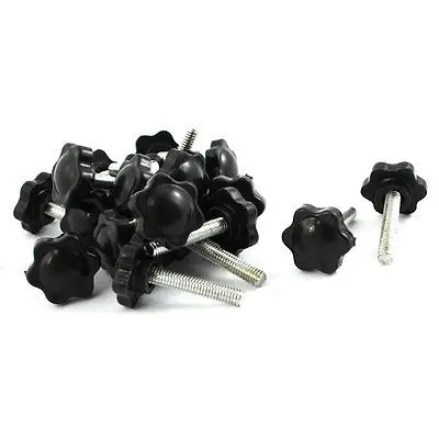 

20 Pcs 30mm Dia Star Shape Head M6 x 25mm Male Thread Clamping Screw Knob
