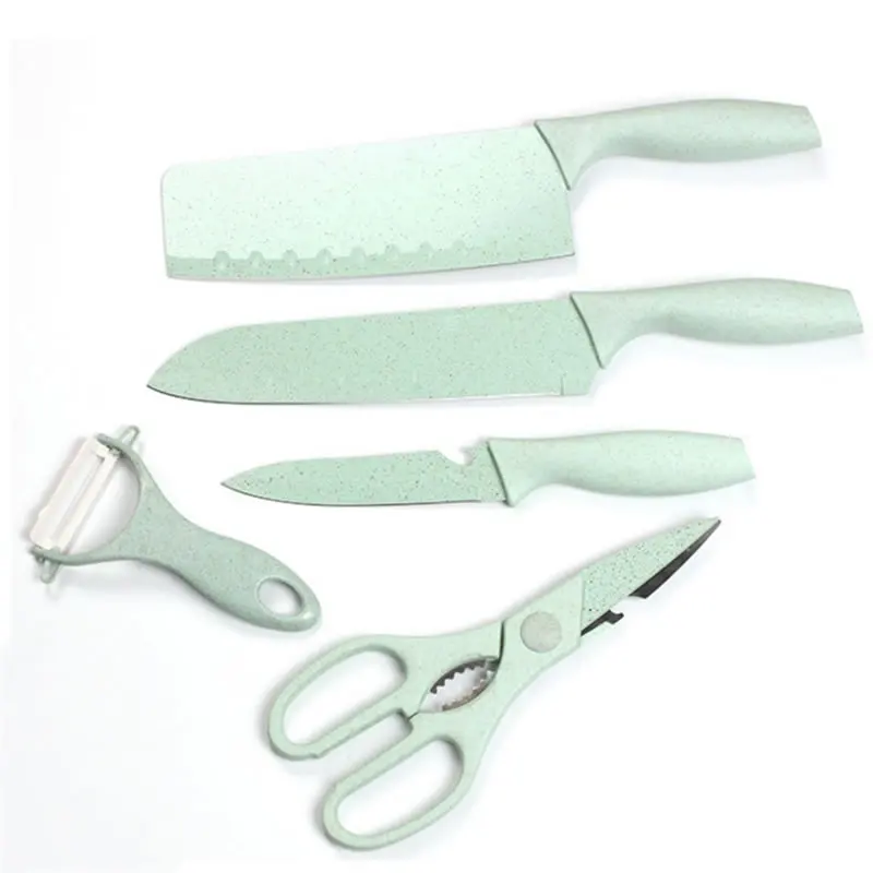 5Pcs Knives Peeler Scissors Set Stainless Steel Baby Food Fruit Vegetable Slicing Cutter Utility Meat Cleaver Chef Kitchen Knife
