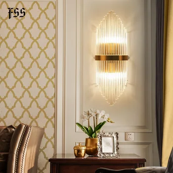 

Fss modern gold glass wall sconce wall light bedside for bedroom wall lights living room led home lamp bathroom light fixtures