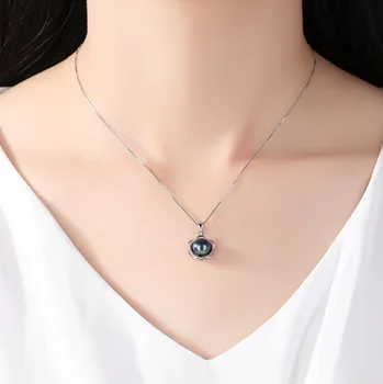 

S925 Sterling Silver Freshwater Pearl Necklace Pendant Silver Korean version versatile fashion women's Necklace