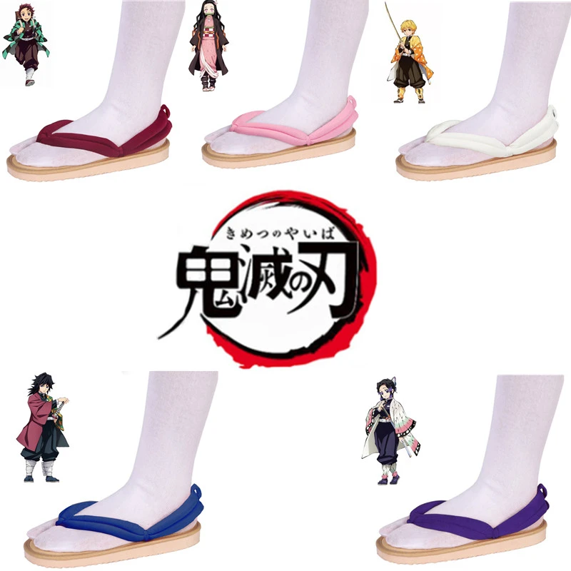 Anime Demon Slayer Cosplay Shoes Kimetsu No Yaiba Kamado Tanjirou Clogs Sandals Kamado Nezuko Geta Kochou Shinobu Flip Flops anime maid outfit