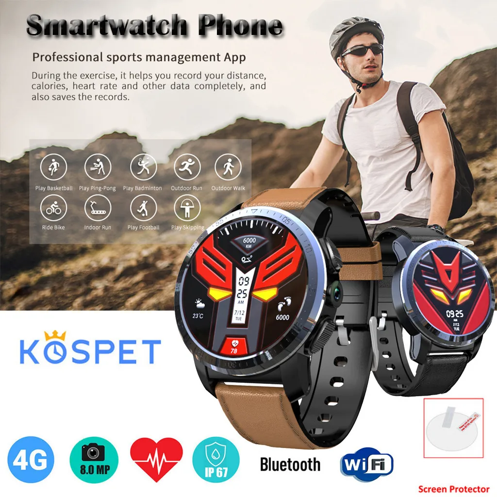 KOSPET Optimus Pro двойная система AMOLED 4G Smartwatch Android 7,1 Спортивная камера 8.0MP 2+ 16 Гб мужские Смарт-часы 800 мАч WiFi gps
