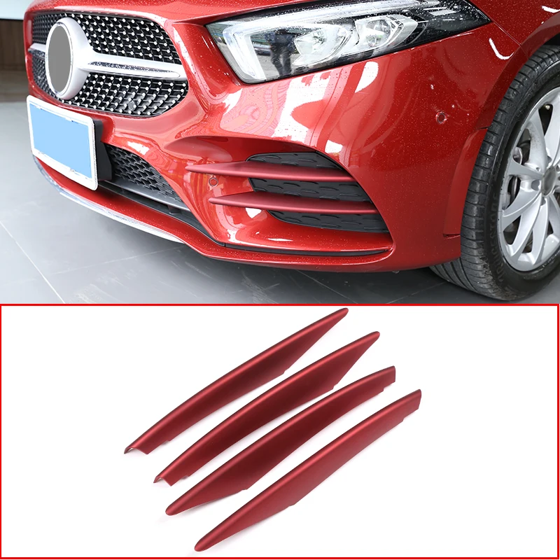 

4 Pcs For Mercedes Benz A Class W177 2019 Red Car Front Lamp Decoration Strip Trim Accessories