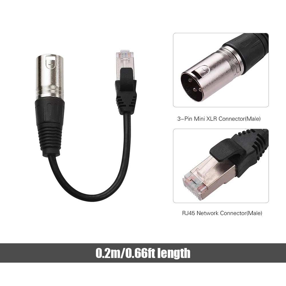 RJ45 мужской сетевой разъем для 3-Pin Mini XLR Мужской кабель-удлинитель DMX512 кабель для сцен и студий кабели провода черный 1 м