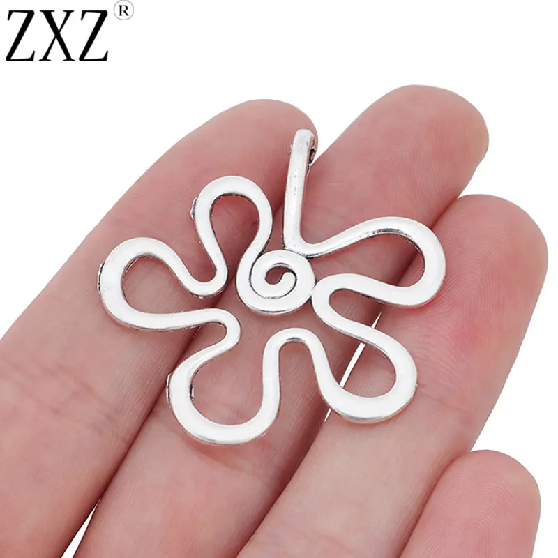ZXZ 10 stücke Tibetischen Silber Boho Open Blume Spirale Design Charms Anhänger für Halskette Armband Schmuck, Die Entdeckungen
