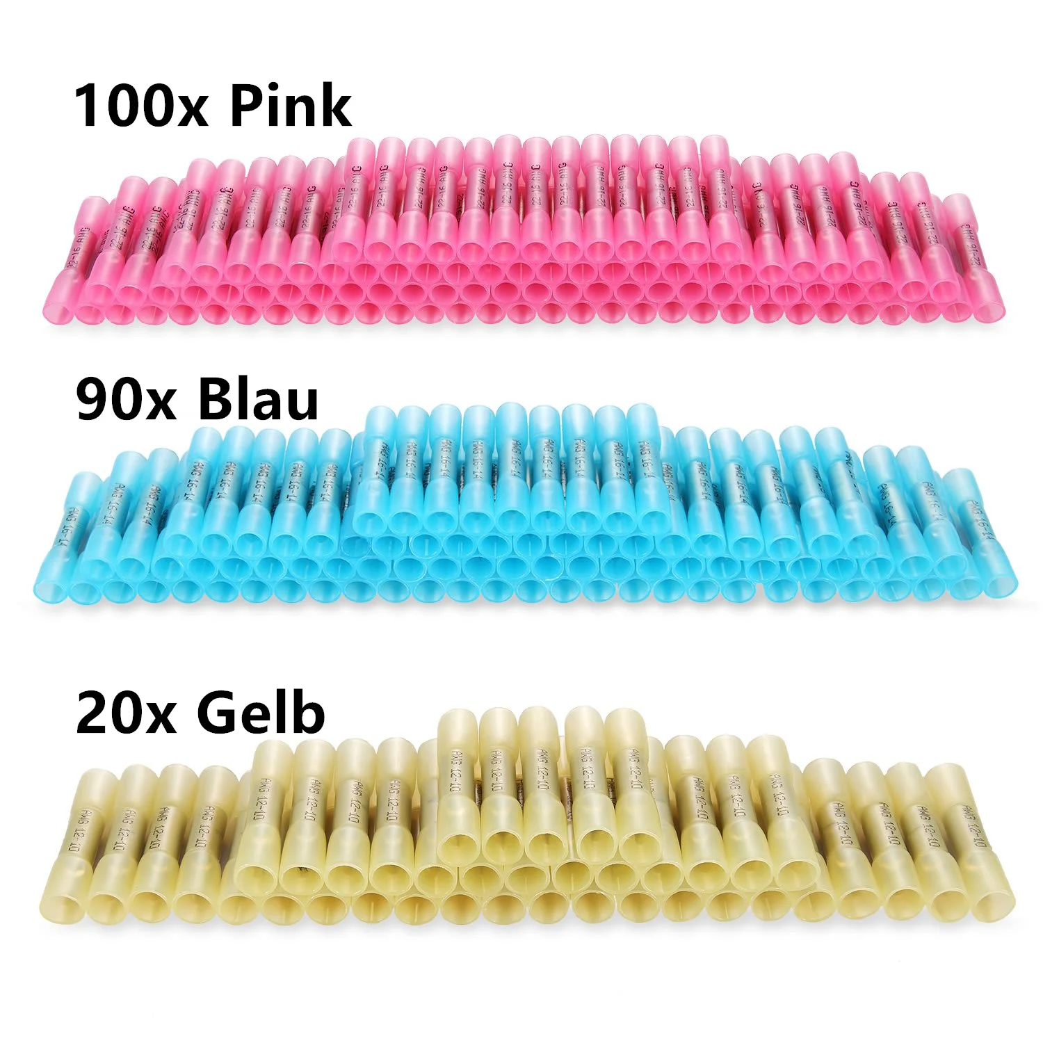 210Pcs 300/2100/120X AWG 22-10 водонепроницаемые термоусадочные стыковые соединители Электрический Кабельный соединитель обжимные клеммы провод соединитель ассортимент - Цвет: 210Pcs