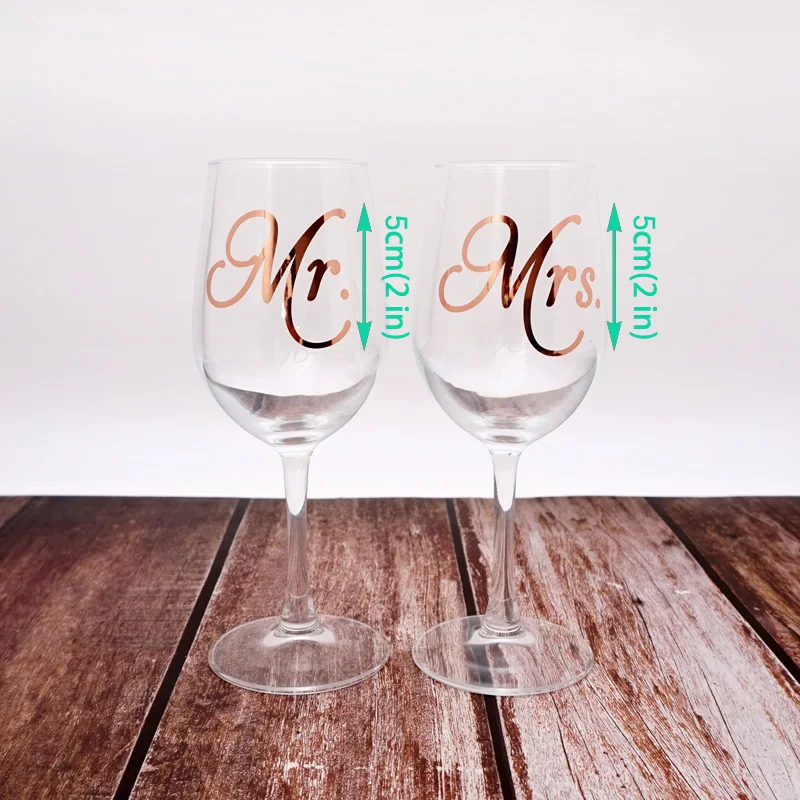 

5 pairs Wine Glass Mr. Mrs Labels Wedding Party Self-adhesive Champagne Decals Decaration Sticker Holiday Party Event Favors