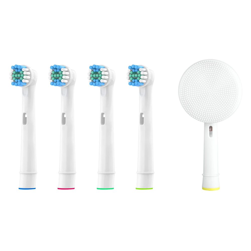 Facial Cleansing Brush Head and 4pcs Replacement Brush Heads For Oral-B Electric Toothbrush Fit Advance Power/Pro Health/Triumph