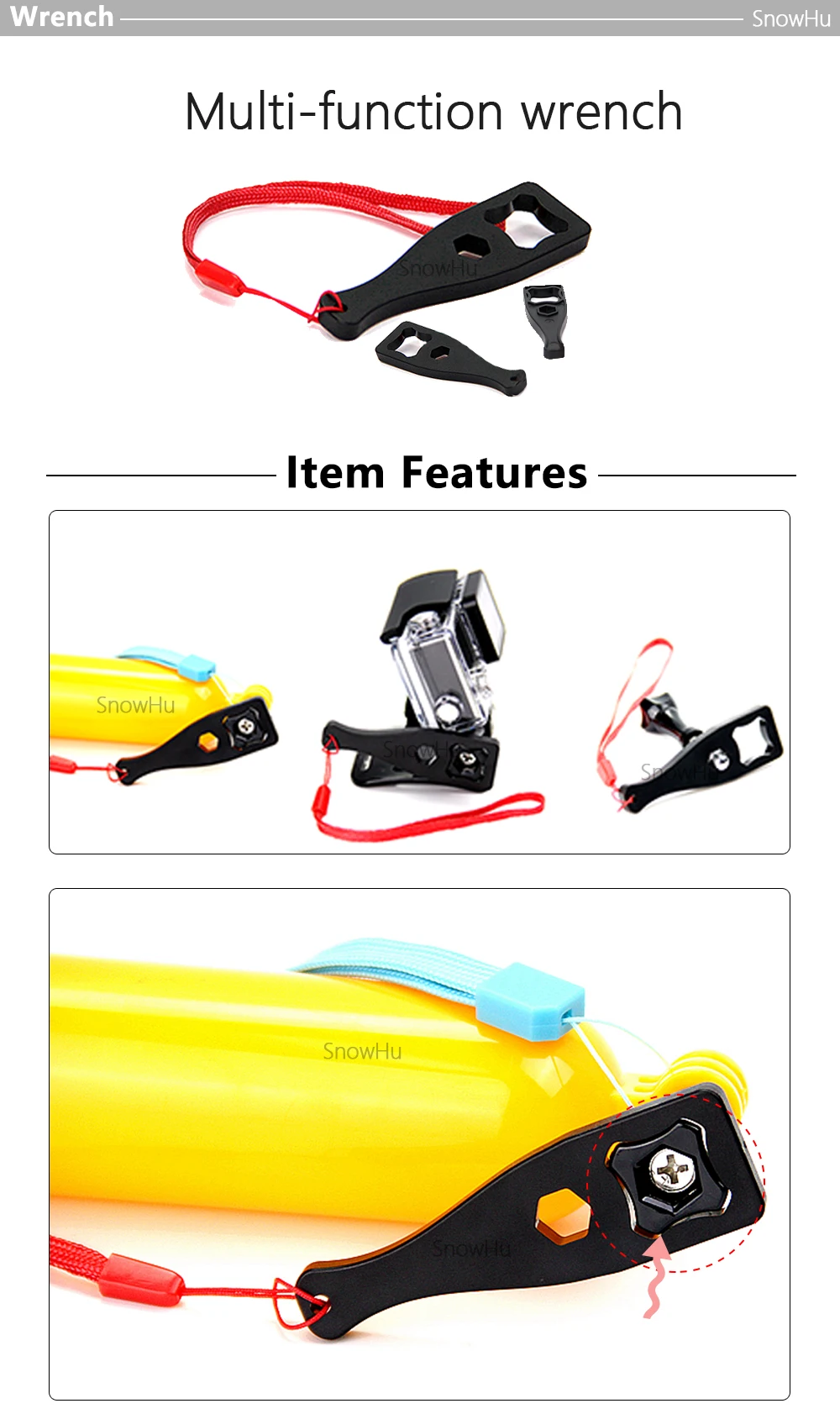 SnowHu селфи-Палка для GoPro hero 8 7 6, Спортивная Экшн-камера Go Pro, комплект аксессуаров для Xiaomi Yi 4k mijia, сумка для хранения, чехол GS98