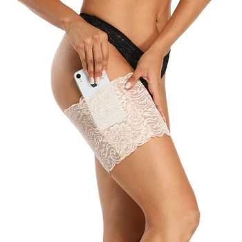 

Anti-friction Thigh Bands with Pocket Sexy Black Rubbing Bandalettes Leg Warmers Women Summer Silicone None-Slip Thigh Socks