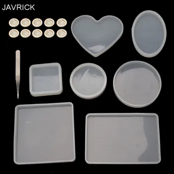 

18Pcs Coaster Silicone Resin Mold Round Square Rectangle Heart Oval Molds Kit