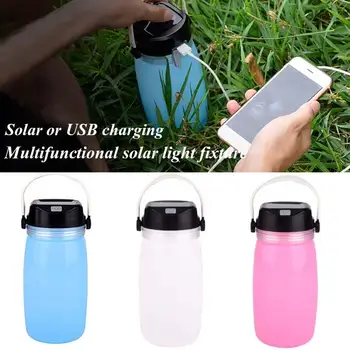 

LED Portable Multifunction Solar Floodlight Water Bottle Power Bank Garden Lamp Lighting Drinkware Outdoor Fence Light Camping