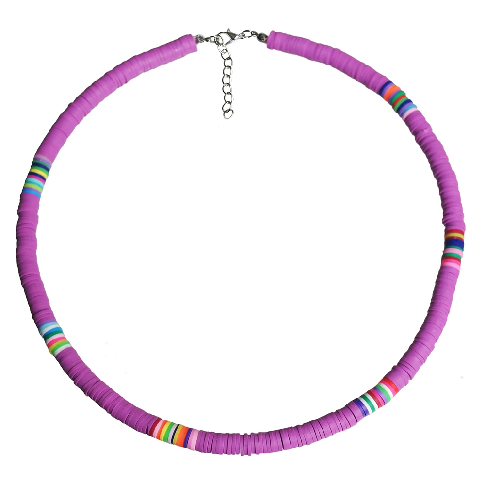 Yumfeel, модное колье, ожерелье, ювелирное изделие, ручная работа, полимерная глина, ожерелье для женщин и мужчин, ювелирные изделия, подарки - Окраска металла: 6mm Purple