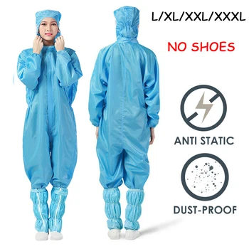 

Unisex Disposable Protective Clothing Suit Isolation Gown Blue Protective Coverall Hooded Reusable anti-static Clothing No Shoes