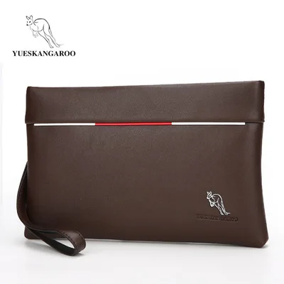 YUESKANGAROO, мужской клатч, мягкая кожа, большая вместительность, деловые кошельки-конверты, повседневный удобный кошелек для телефона, мужские длинные кошельки - Цвет: Коричневый