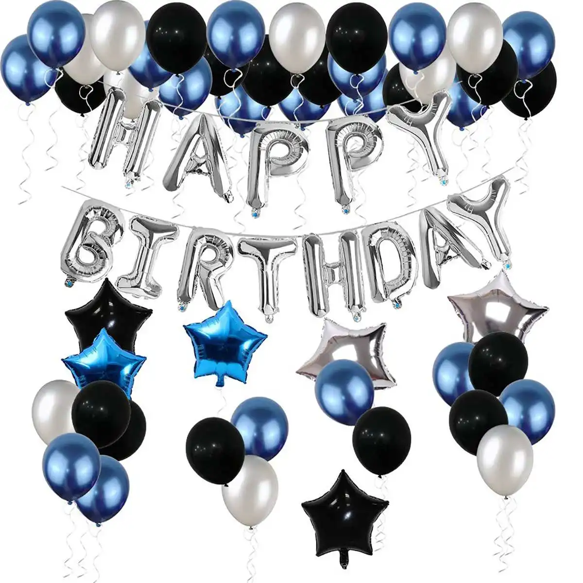 1 комплект, черные латексные воздушные шары 16, 18, 21, 30, 40, 50, 60, 70 лет, украшения для дня рождения, для взрослых, фольга, Гелиевый шар, набор