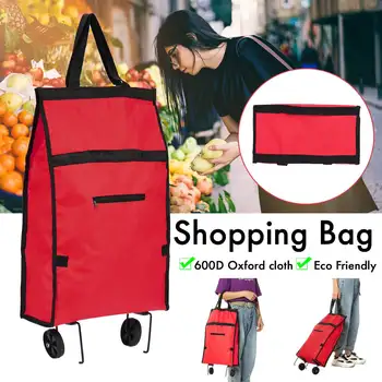 

Folding Shopping Pull Cart Trolley Bag With Wheels Foldable Shopping Bags Reusable Grocery Bags Food Organizer Vegetables Bag