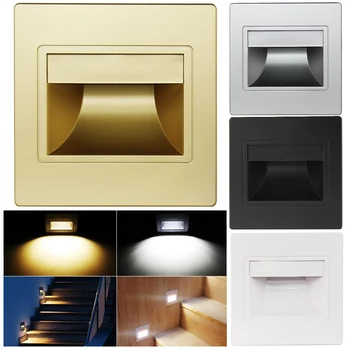 

1/5pcs Recessed LED Wall Step Light Walkway Lamp Stair Path Light Energy Saving Switch Control For Indoor Wall Lamps