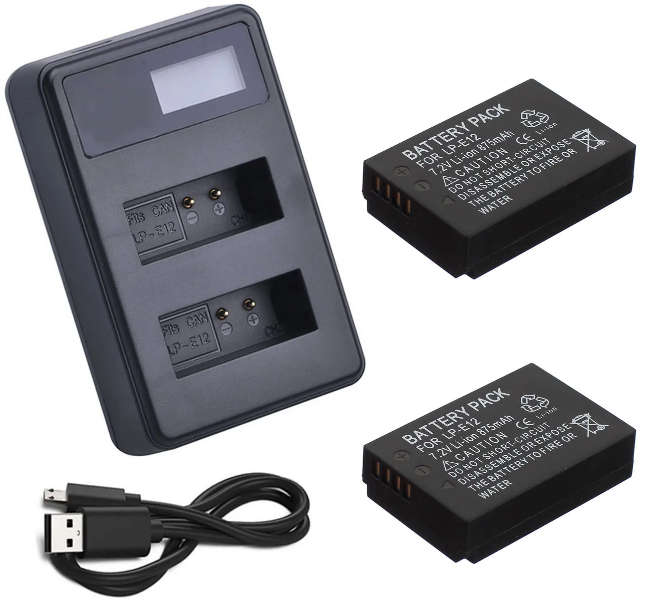 2xB and Dual Charger Батарея(2-Pack)+ lcd USB двойное зарядное устройство для Canon LP-E12, LPE12, LC-E12 литий-ионный аккумулятор - Цвет: 2xB and Dual Charger