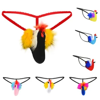 

Men's Fashion Sretch G-string Spandex Solid T-back Micro Thong Briefs Underwear Cartoon bird thong sexy T pants #P3