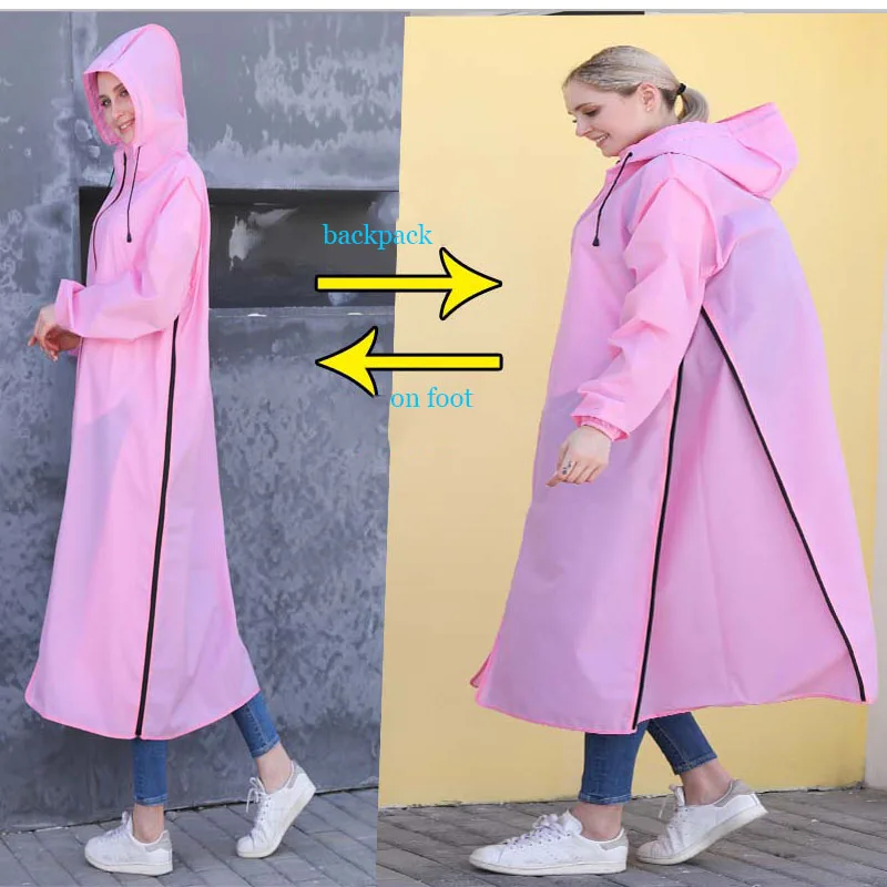 Poncho de lluvia con capucha para hombre y mujer, impermeable, negro, EVA, chaqueta de lluvia