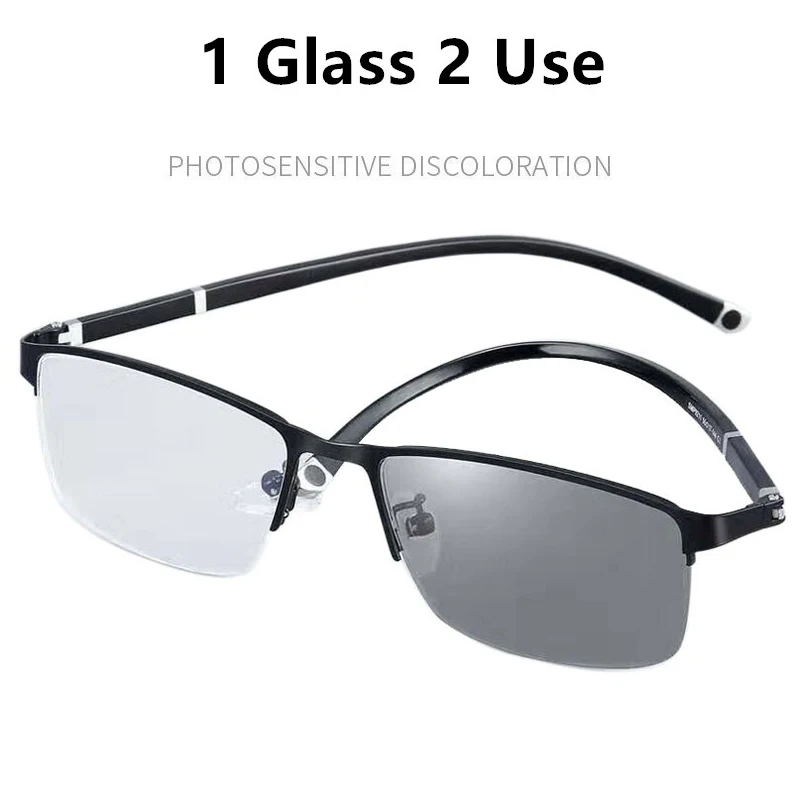 New Progressive Transition Sun Photochromic Reading Glasses Men Anti Blue Light Multifocal Near