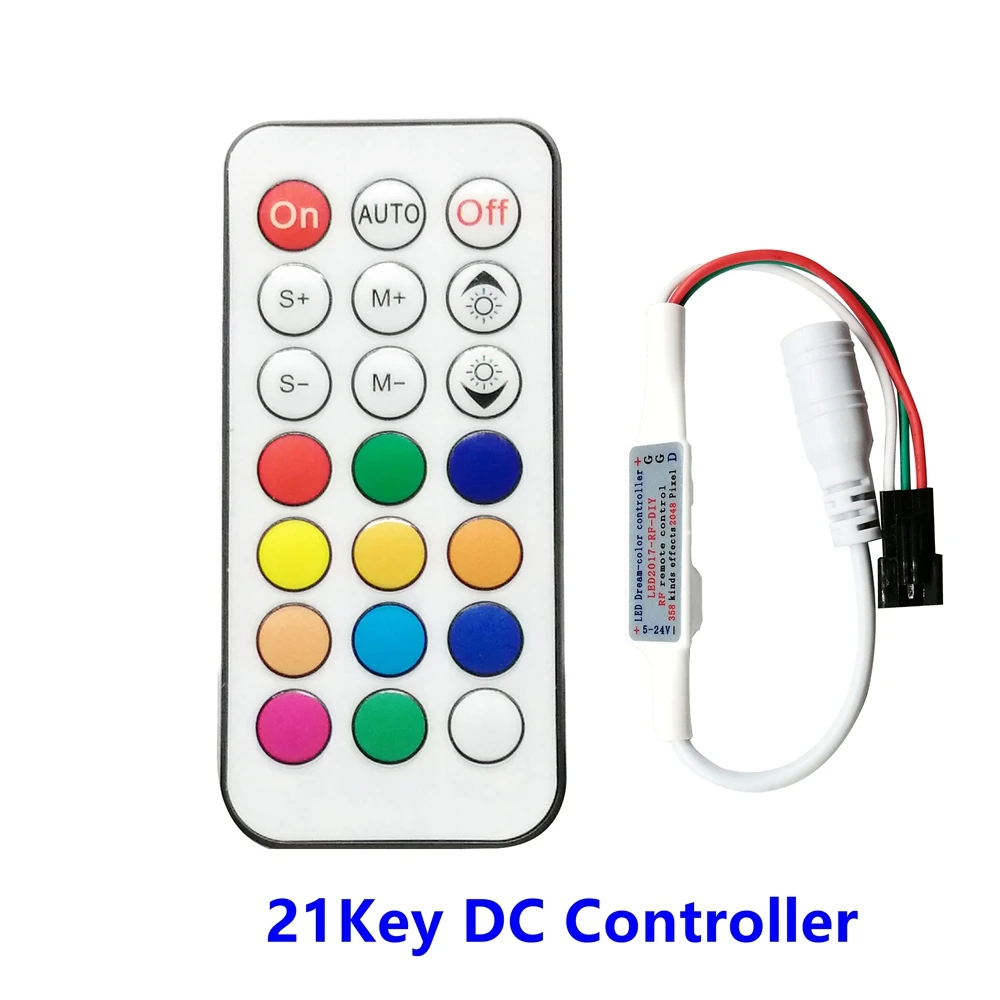 DC5-24V 21Key Led Controller Mini Pixel Dimmer 3Pin For Christmas Part WS2812/WS2811/SK6812 Strip Light RF Module Connector camhi mini wifi ip camera module wireless covert cctv h264 h265 p2p1080p 1920p diy tf card security audio surveillance onvif p2p