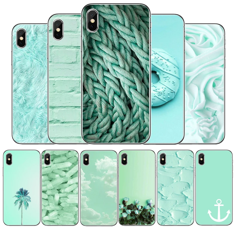 Fashion Mint Green Silicone phone case For iphone 12 11Pro Max 11 XR XS X 8 7 6 6S Plus 5 5S SE 2020 Back Cover Shell | Мобильные
