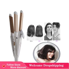 

2022 New Hair Curler 3 In 1 Professional Hair Straightening Corrugated Curling Iron Flat Iron Salon For Women Home Use Tool