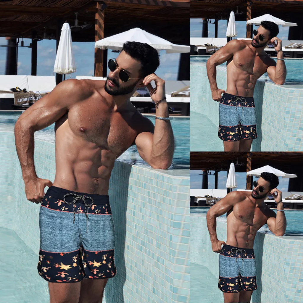 Летние повседневные мужские шорты, модные повседневные с принтом, водонепроницаемые пляжные шорты для серфинга, свободные короткие штаны размера плюс, свободные брюки# G2