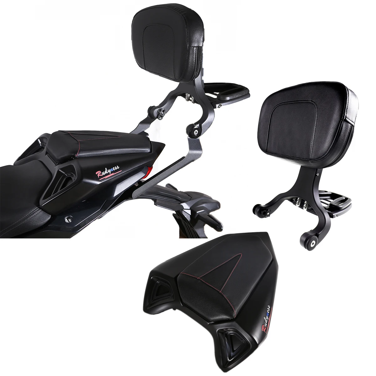 Black Fixed Mount&driver Passenger Backrest With Rear Fairing Seat For