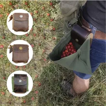 

1PC Outdoor Leather Canvas Picking Bag / Jungle Foraging Bag / Storage Waist Bag / Fruit Picking Bag