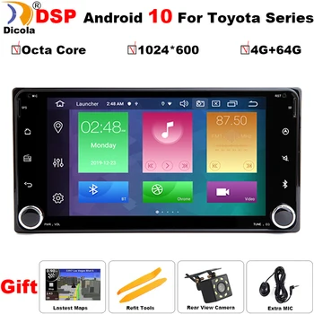 

7" IPS DSP 1024*600 Octa Core 4G+64G Android 10 Car DVD GPS for Toyota Terios Old Corolla Camry Prado RAV4 Universal radio wifi