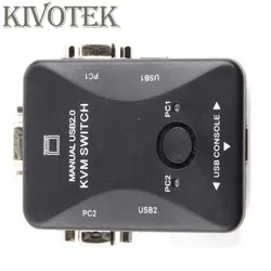 USB kvm-переключатель Switcher 2 Порты и разъёмы VGA svga-переключатель Splitter Box USB2.0 черный Цвет для клавиатуры Мышь Monitor Adapter Бесплатная доставка