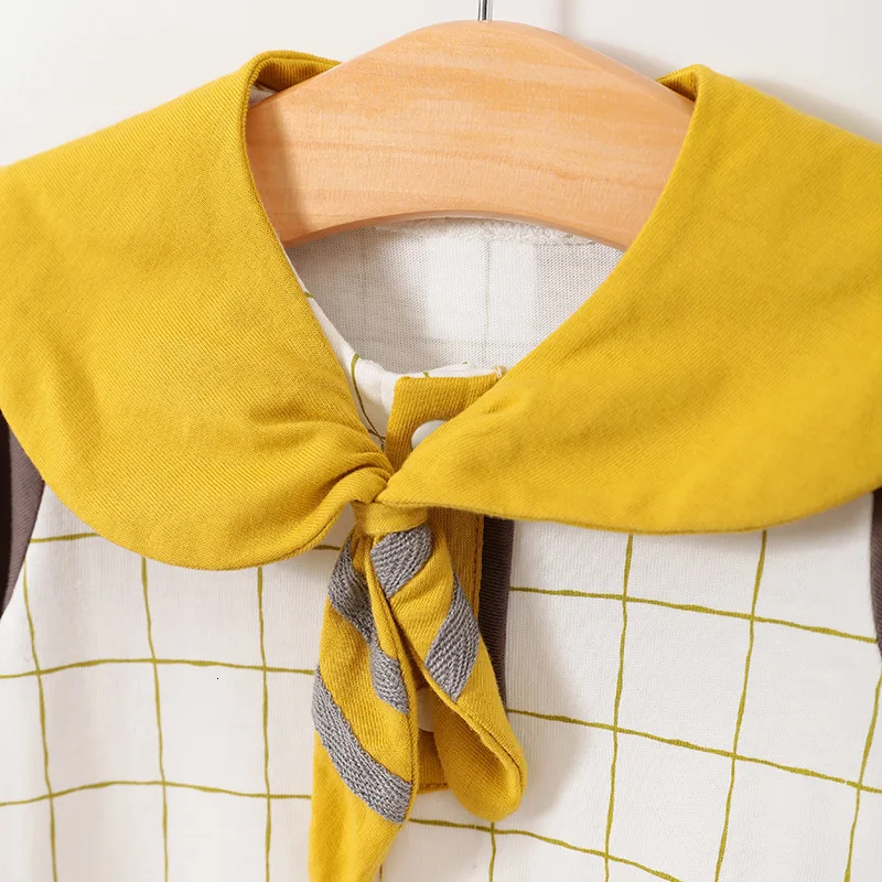Children's clothing infant children's clothing fall 0-1 year navy tie conjoined long-sleeved cotton clothes