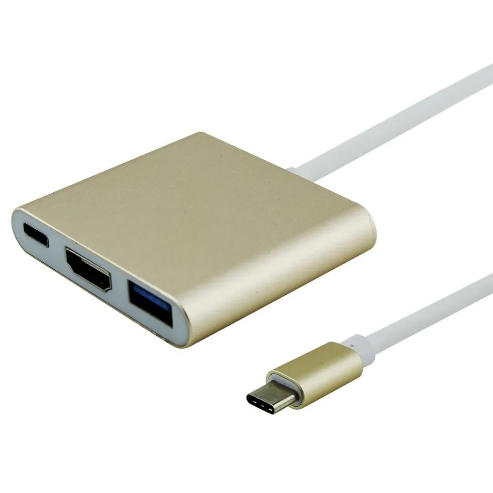 Gold USB C HDMI адаптер конвертер USB 3,0 концентратор разветвитель с type C зарядный порт Мульти USB 3,1 адаптер для Macbook Pro Аксессуары - Цвет: Gold